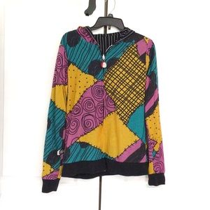 Disney Nightmare Before Christmas Reversible Jack + Sally zip up hoodie jacket L